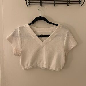 Madewell Cream Ribbed Crop Top